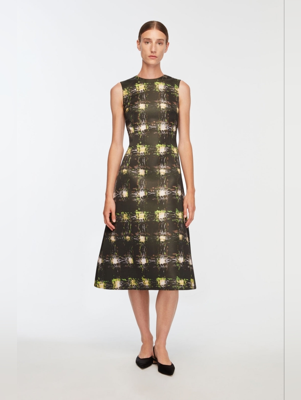 EMILIA WICKSTEAD Rumi Dress In Printed Green Check Genzianella US 10 Org $2,275